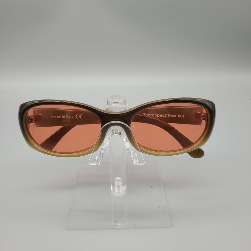 TheraSpecs Nora R01 Migraine Glasses FL-41 Tinted Lenses Olive Green Italy